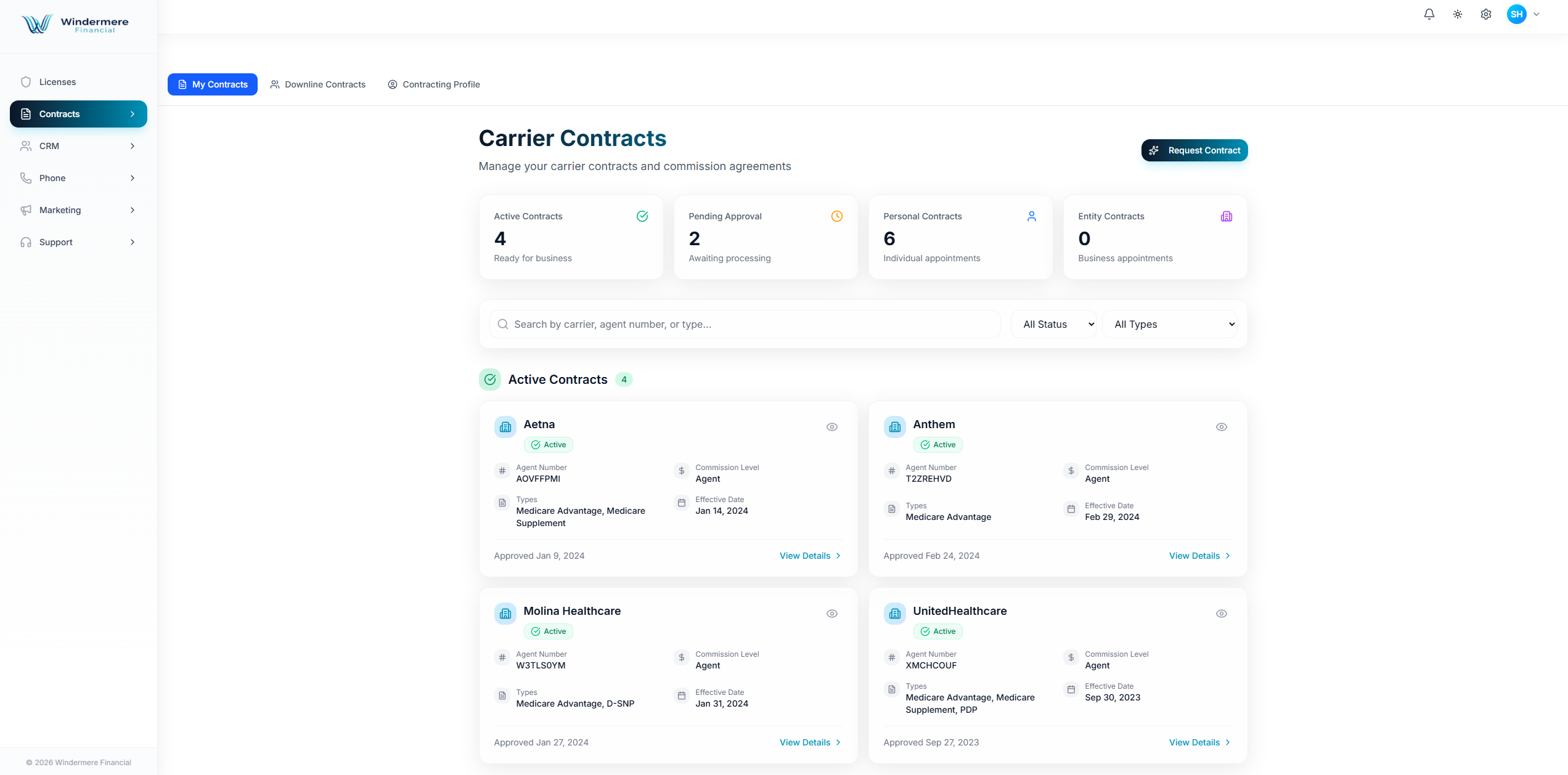 Windermere Agent Portal - Contract Tracking