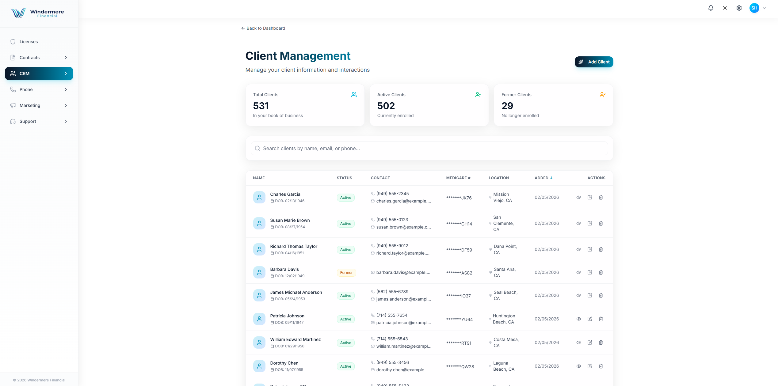 Windermere Agent Portal - Client CRM